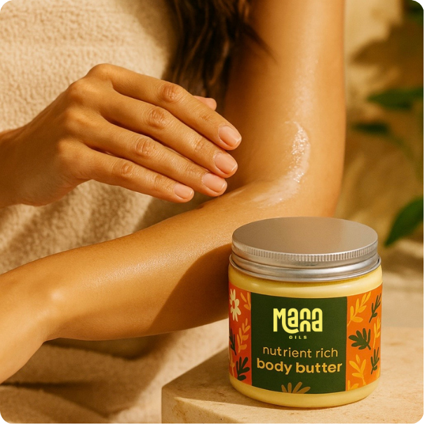Manna Oils nutrient-rich body butter in a jar — deeply moisturizing and made with natural ingredients.